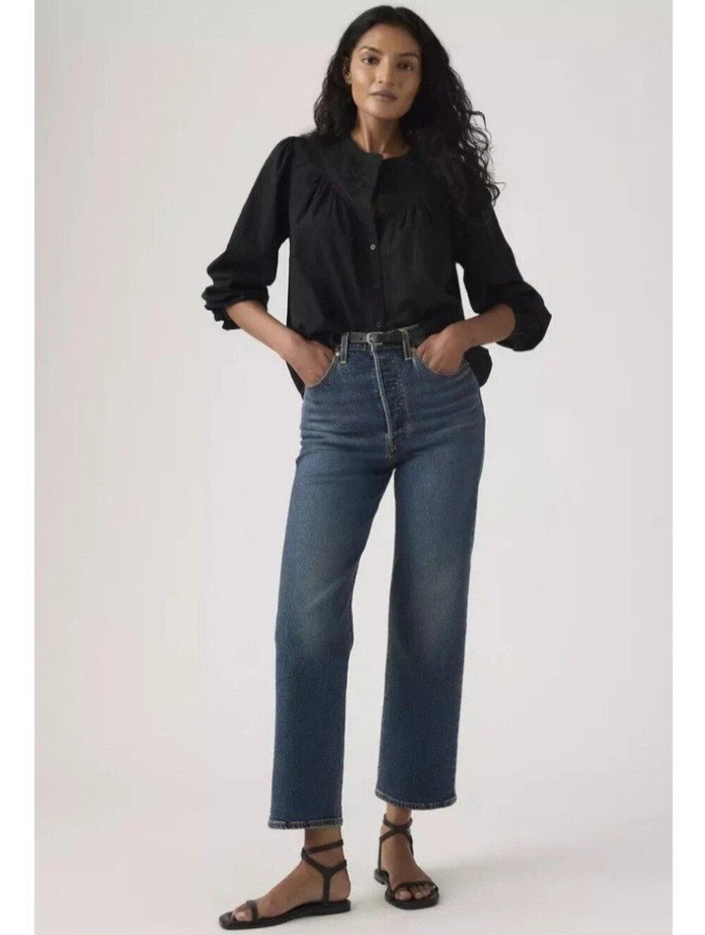 Levi's Ribcage Straight Ankle Denim Jean Size 27 High Rise Button Fly Medium